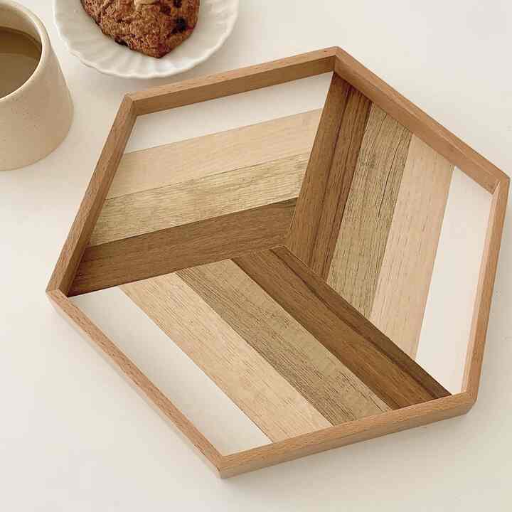 ウッドトレイ 六角形