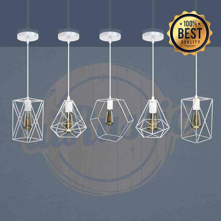 Kap Lampu Gantung E27 - PUTIH