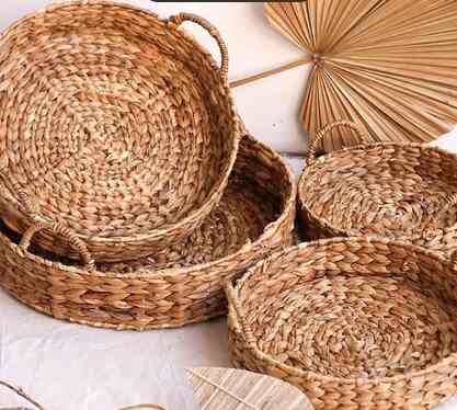 KOMA - Vorhome Hyacinth Round Tray Medium Nampan Bulat Enceng Gondok