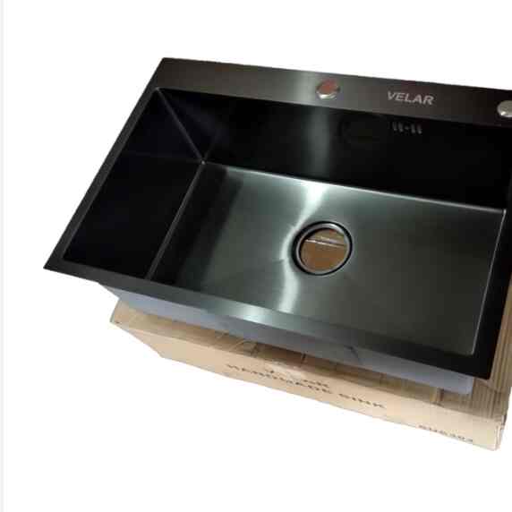 Kitchen Sink 1 Lubang Black Stainless Velar 6845