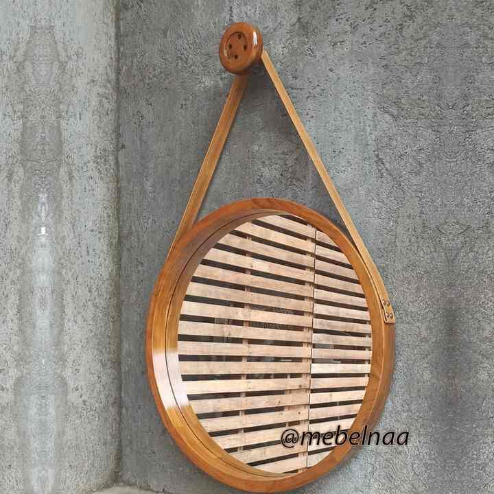 Cermin Hias Bulat Jati 60cm