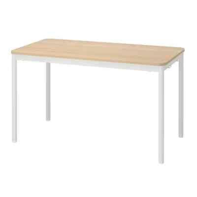 TOMMARYD Meja, veneer kayu oak diwarnai putih/putih, 130x70 cm