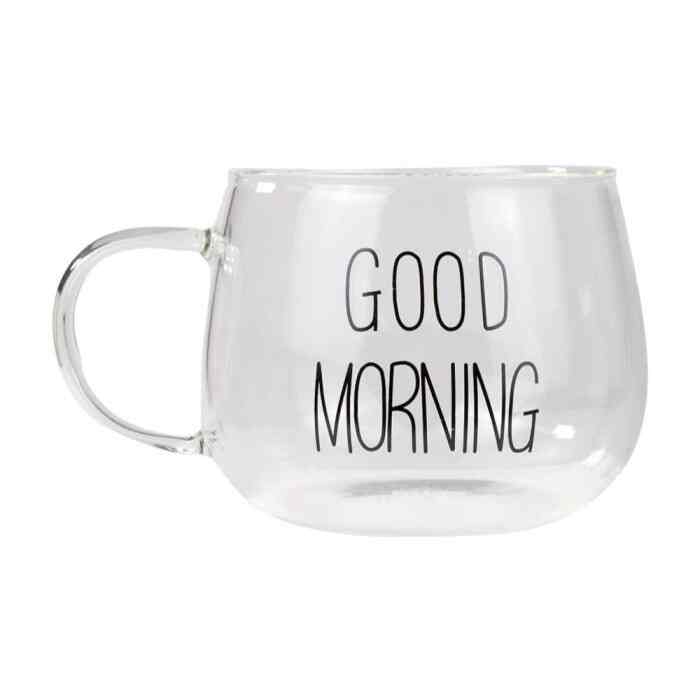 Gelas Mug Transparant Good Morning 350 ml