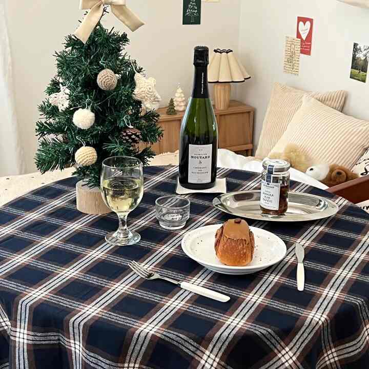 フランネルチェックテーブルクロス