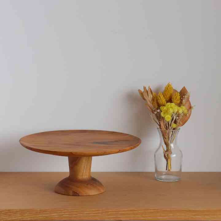 チーク素材のコンポート ケーキスタンド