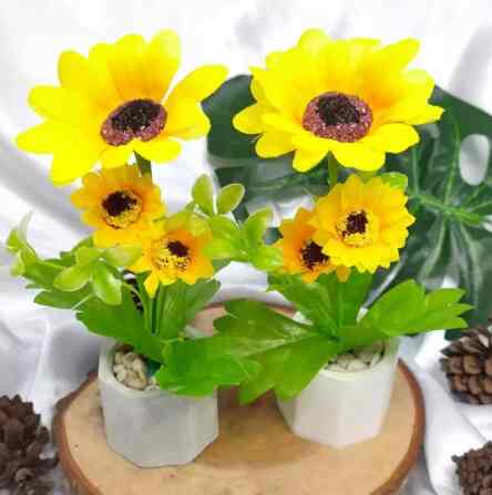 Bunga Artifisial Matahari / Pot Oktagon