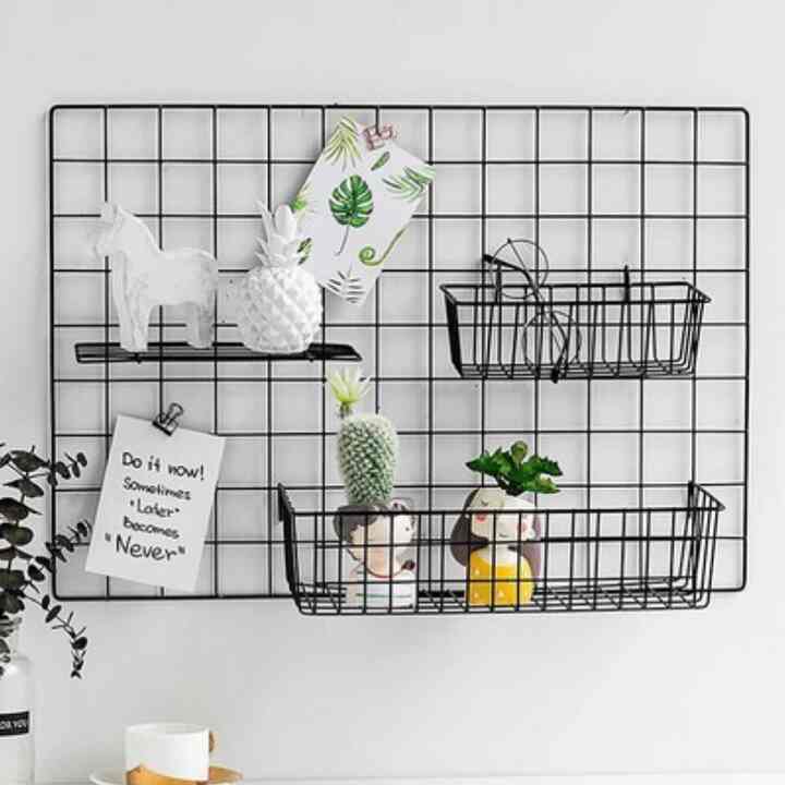 HIJANG 52x35 Black Grid Wire Mesh Notes