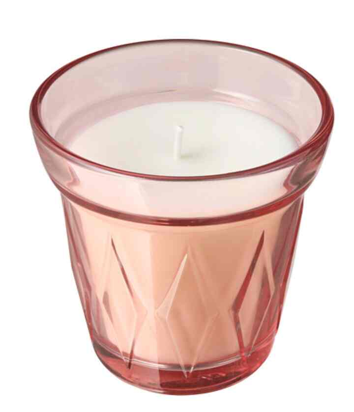 VÄLDOFT, Lilin beraroma dalam gelas, stroberi liar /merah muda tua, 8 cm