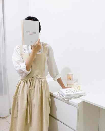 Apron Korea Linen - X Strap, Light Latte