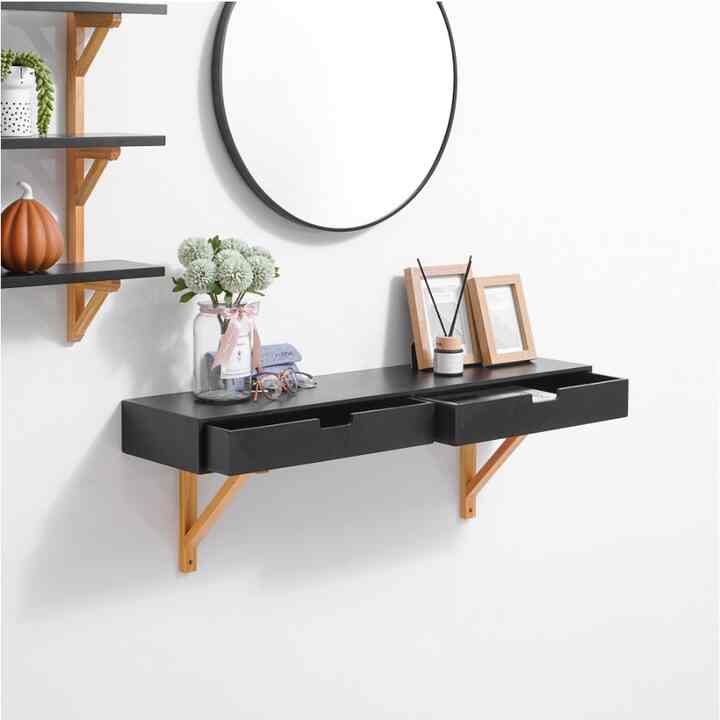 Chicago Rak Dinding Dengan Laci - Hitam