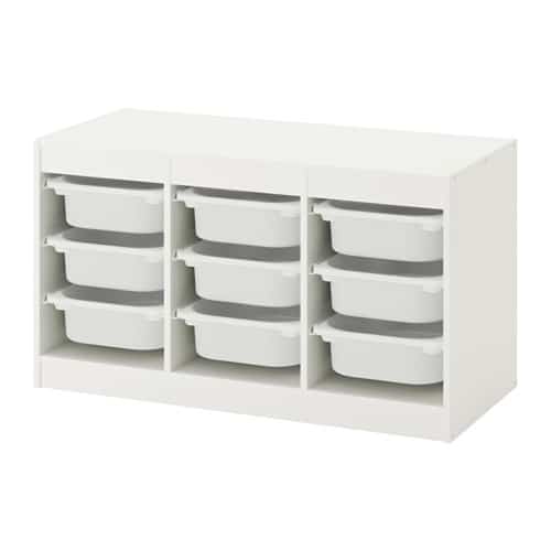 TROFAST Storage combination with boxes, white/white, 99x44x56 cm