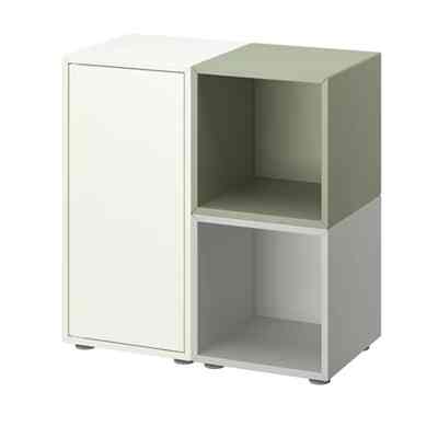 EKET Cabinet combination with feet, white/grey/light green, 70x35x72 cm