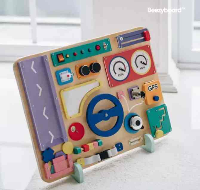 Busyboard Single Large - mainan papan sibuk - Car Rainbow