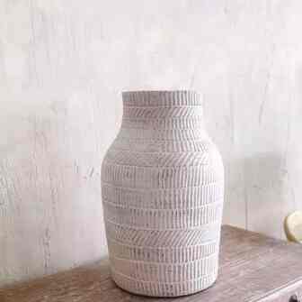 Gores Vase Handmade Terracota - Putih