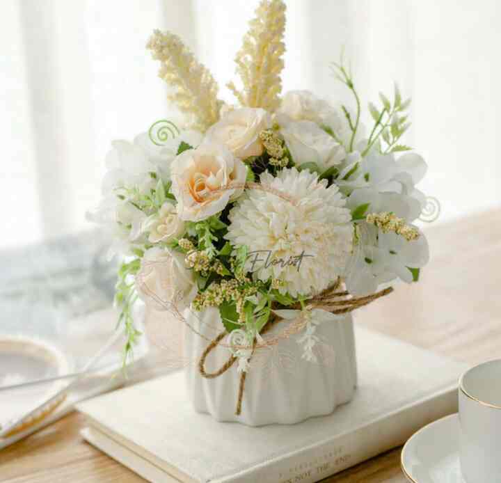 VAS BUNGA POM" MIX MAWAR LAVENDER ARTIFICIAL