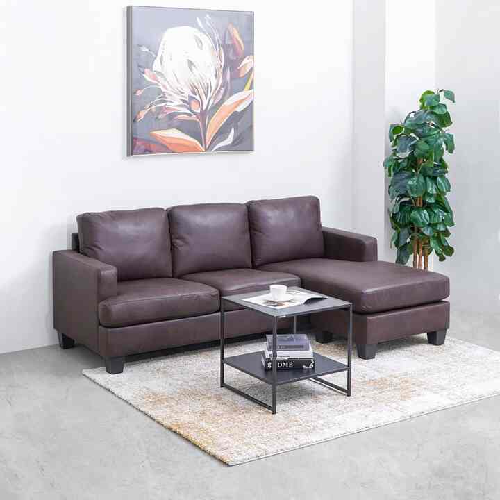 Louise Sofa Sudut Fabric - Cokelat Tua