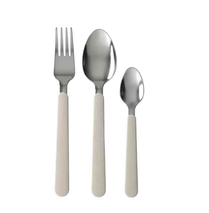 UPPHÖJD Peralatan makan, set isi 12, krem