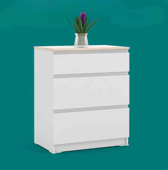 Linus CH3 Lemari Laci / White Pro Oak