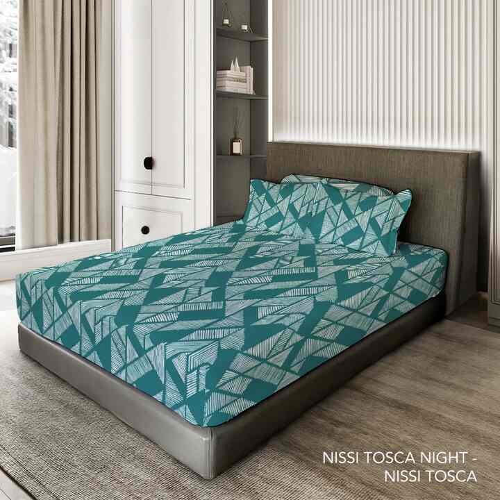 Sprei Sarung Bantal & Sarung Guling Motif Nissi Toska Night