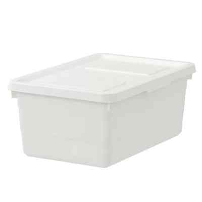 SOCKERBIT Box with lid, white, 38x25x15 cm