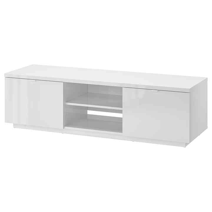 BYÅS Tv bench, high-gloss white, 160x42x45 cm
