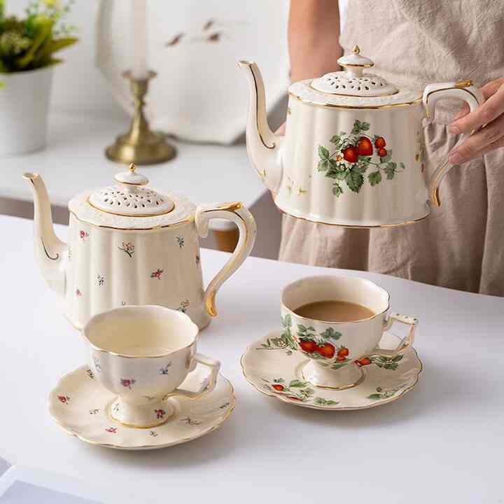 Chloe French Retro Teapot Coffee Cup Set