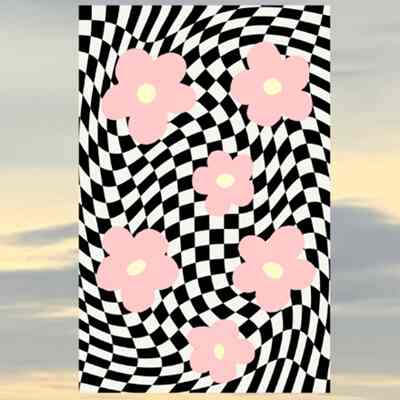 checkered flower rug