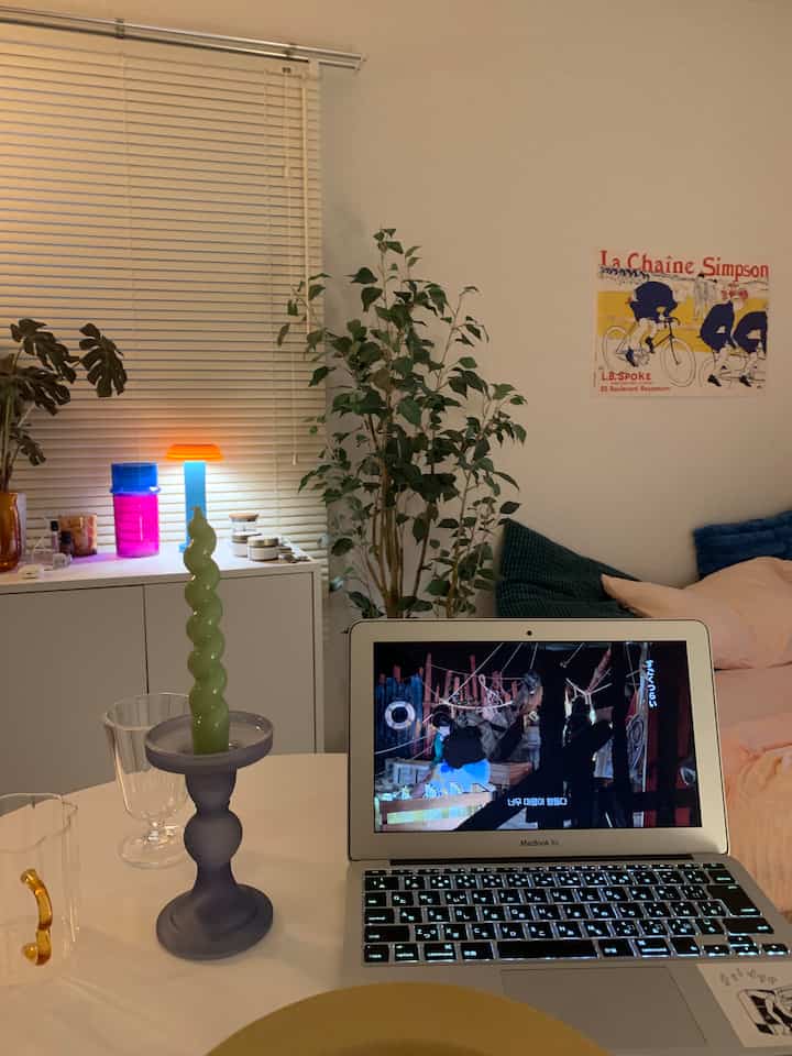 Light gray and white toned living room featuring plants and sofa with a cozy atmosphere