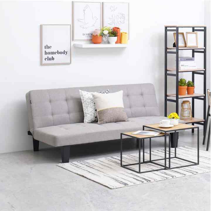 Oniel Sofa Tidur Fabric - Abu-Abu Muda