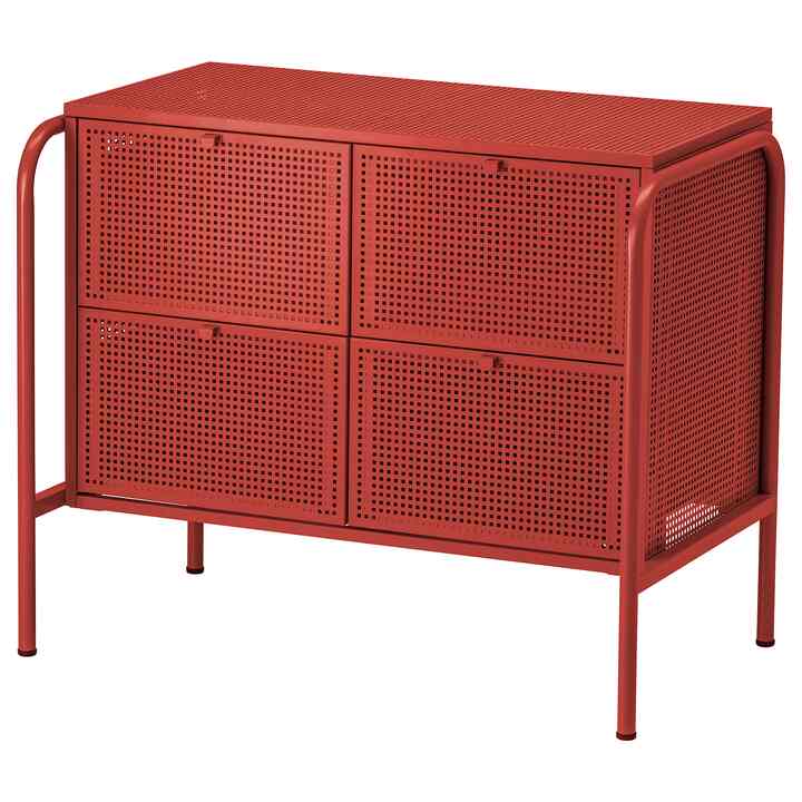 NIKKEBY, chest of 4 drawers, red, 84x70 cm