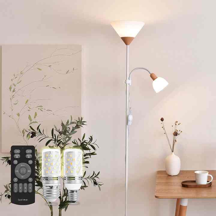 フロアライト 2灯 調光調色 LED電球付き リモコン付き Pois