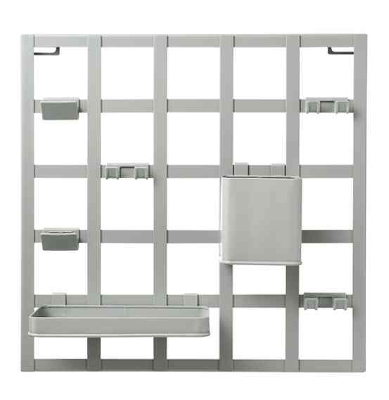 SNICKRA, Papan penyimpanan, set isi 8, abu-abu-hijau, 38x38 cm