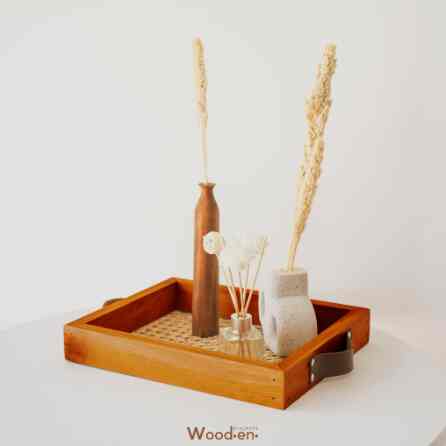 Nampan Baki Anyaman Rotan Kayu 