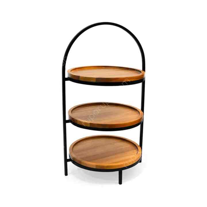 Appetite Holand Acacia Nampan Saji Kue 3 Tingkat