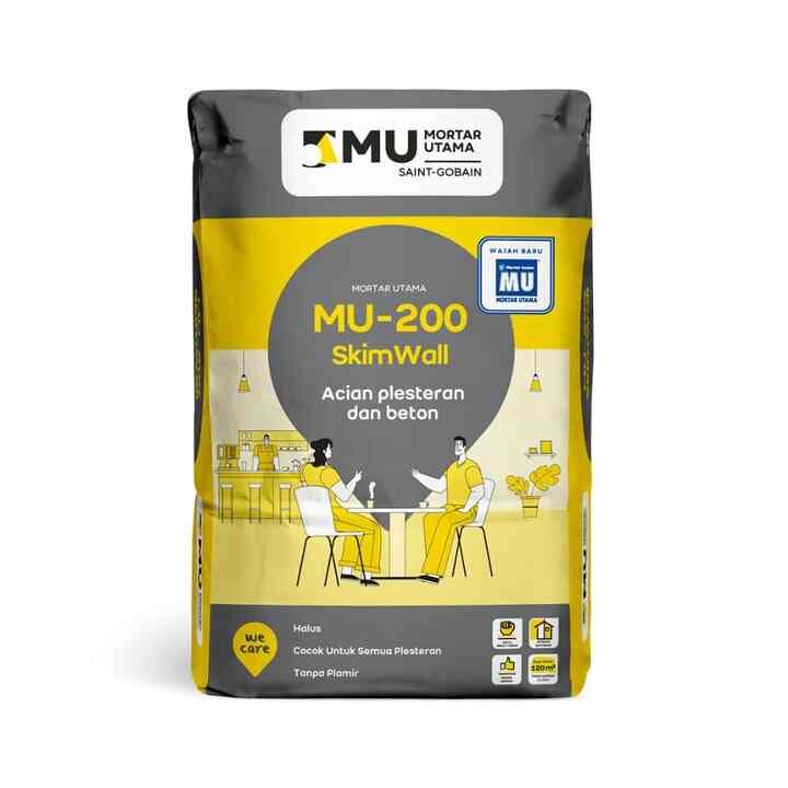 MU-200 SkimWall Acian Plester dan Beton 20 Kg