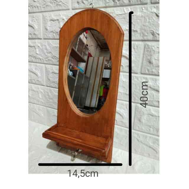 Cermin Kayu Tinggi 40cm Lebar 14,5cm