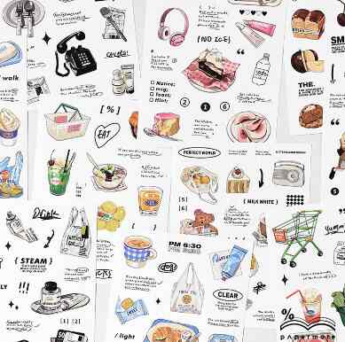 STIKER JOURNALING KOREAN VINTAGE GROCERIES