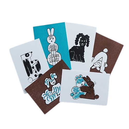 ウサギ柄ポストカード