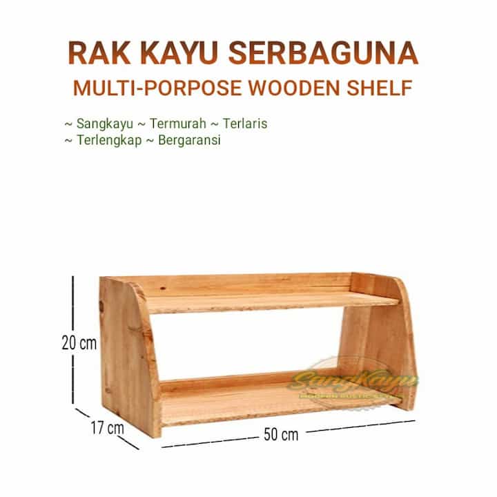 Rak kayu susun 2 tingkat