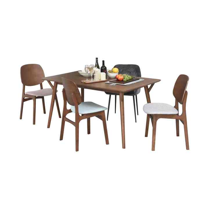 Mora Mascara Set Meja Makan 4 Kursi Cokelat Abu Abu