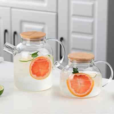 Teko Pitcher Kaca - Tutup Bambu