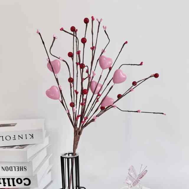 ハートベリーが付いた人工花のデコレーショングッズ