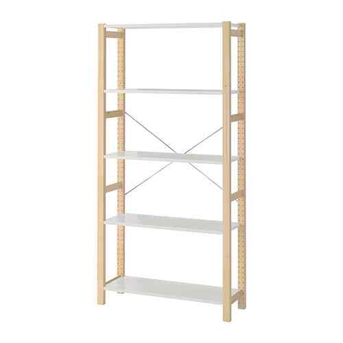 Ivar, Shelving unit, pine/metal white, 89x30x179 cm