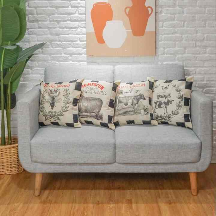 Sarung Bantal Linen Motif Farmfresh