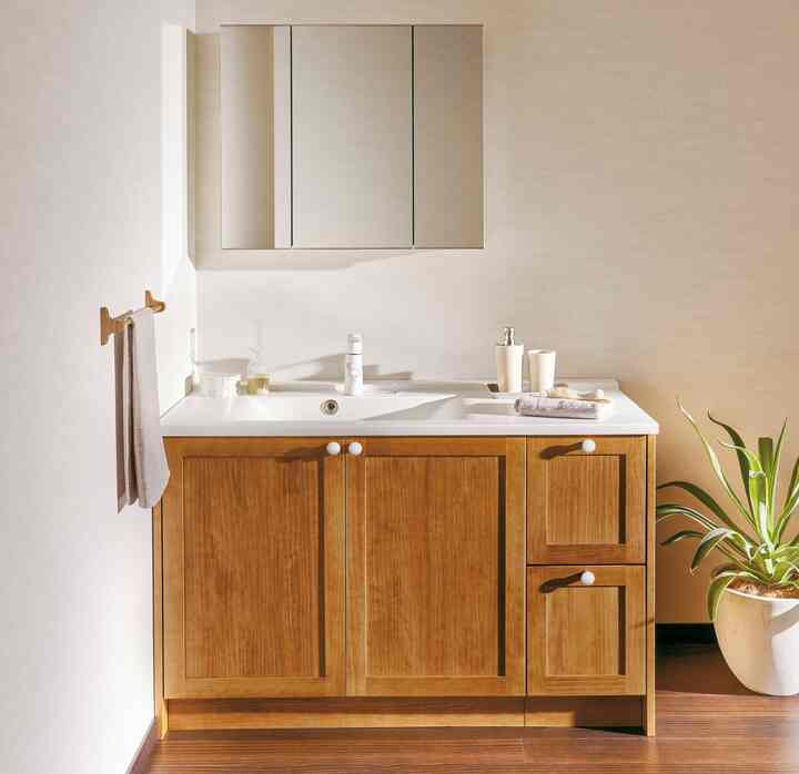 無垢の木の洗面台 ユニットタイプ（ワイドタイプ）