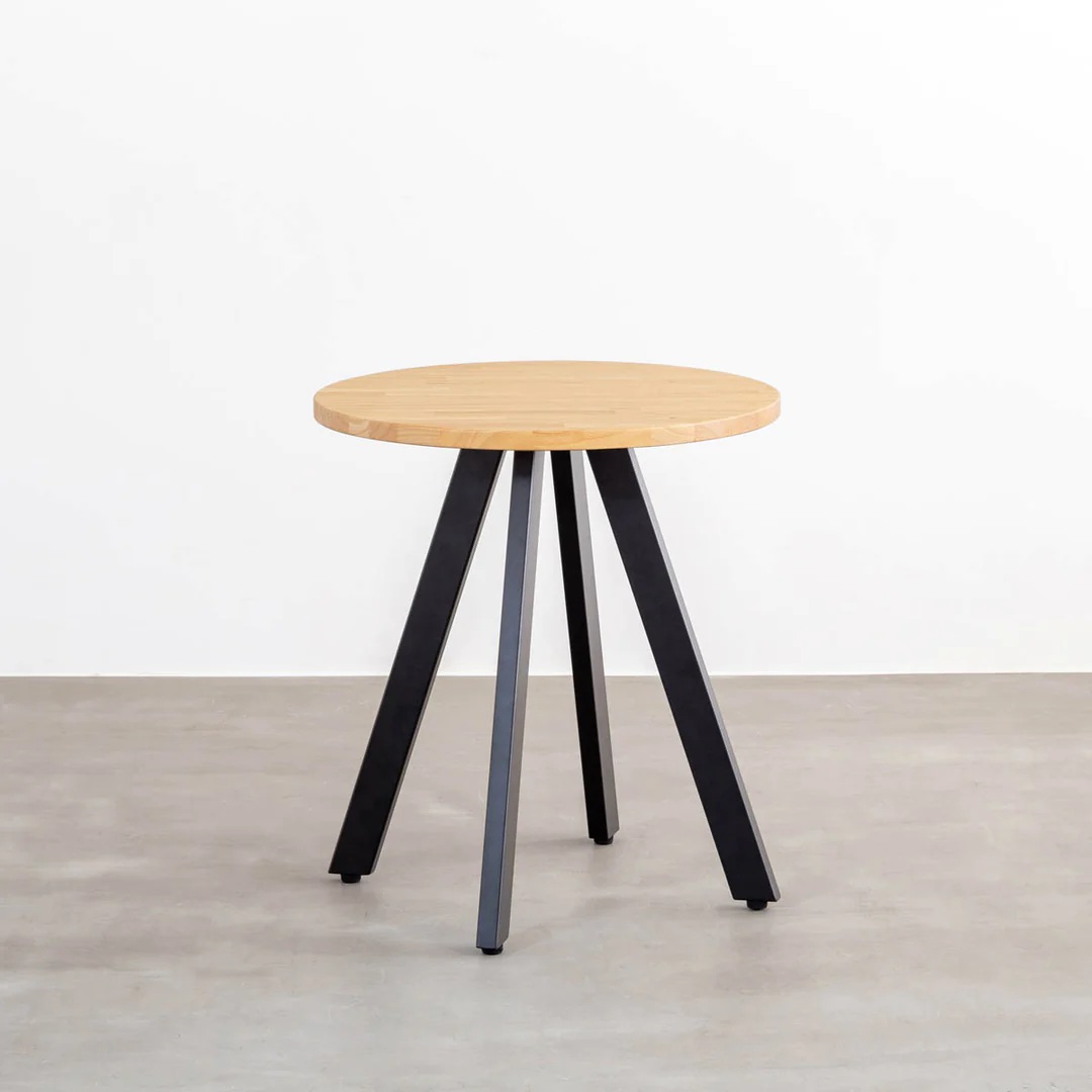 KANADEMONO 円形テーブル φ80 ステンレス4本脚 ブラックブラウン KANADEMONO THE CAFE TABLE / 天然木シリーズ Black Steel 4pin