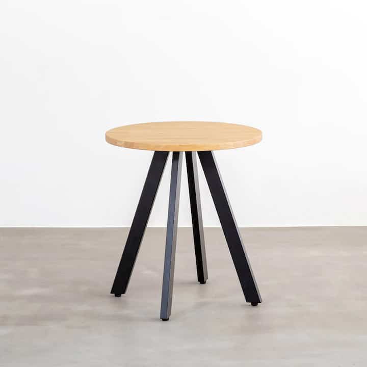 THE CAFE TABLE / 天然木シリーズ　Black Steel 4pin × ラウンド