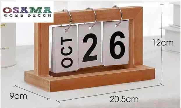 kalender meja kayu