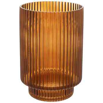 Brown Ribbed Vase
