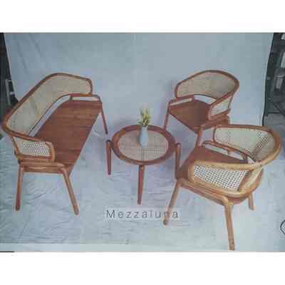 Meja Minimalis Rotan Set